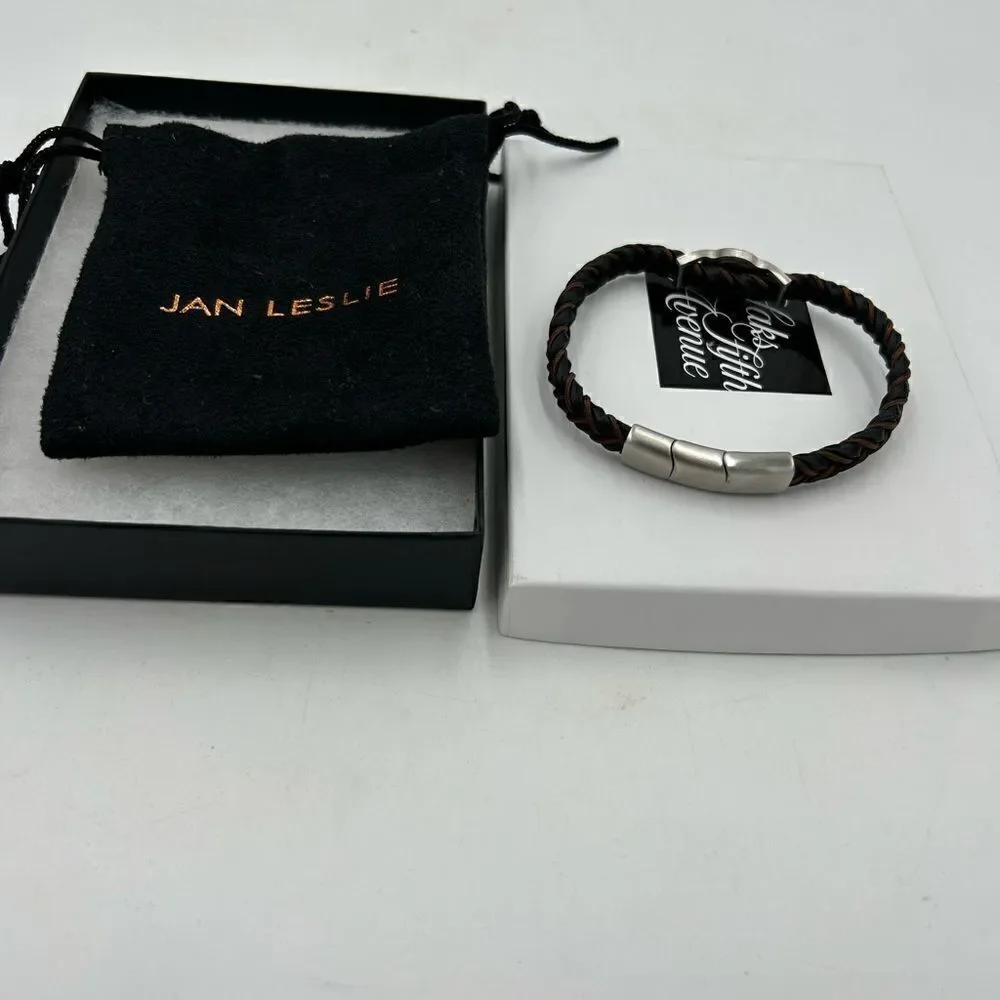 Men’s Jan, Leslie, braided leather bracelet